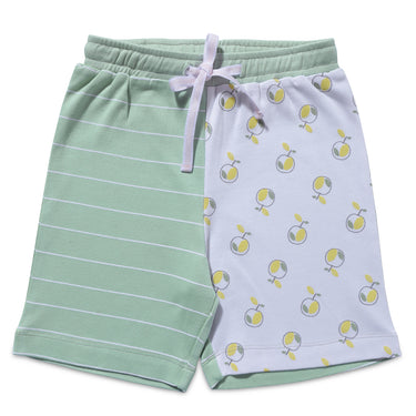 Shorts - Girls - Color Print Block - Sage Green/Apple