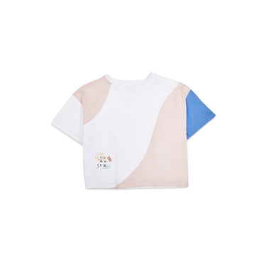 Drop Shoulder Color Block Tee - White