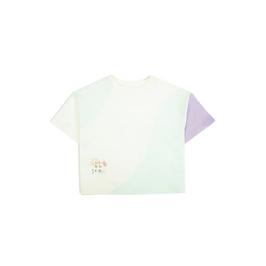 Drop Shoulder Color Block Tee - Vanilla Ice