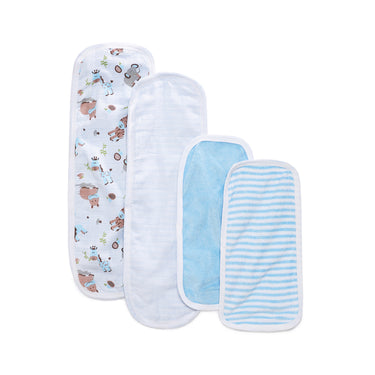 Burpy - Terry Muslin - 4pc Set - Blue - MyMilestones 