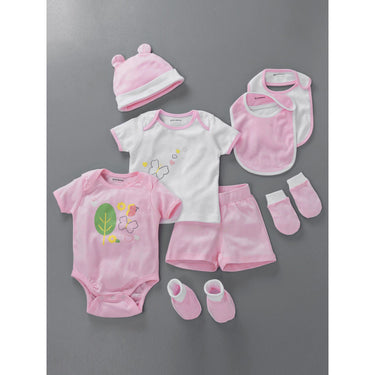 Infant Essentials Clothing Gift Set - 8pc - Half Sleeves - Girls - Pink - MyMilestones 