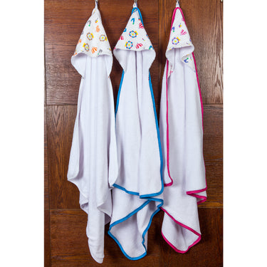 Infant Hooded Towel Wrap - Carnival Print White/Pink - MyMilestones 