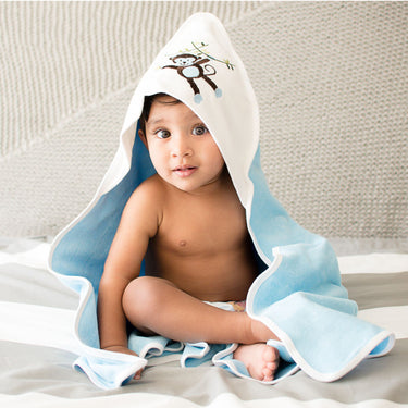 Baby Hooded Towel - Dual Layered - Blue Stripes - MyMilestones 