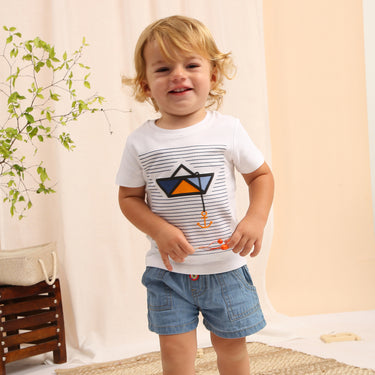 Nautical Puff Print Tee - Boys - White