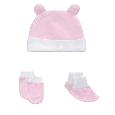 Accessories (Cap, Mittens, Booties) Gift Set 3 pcs - Girls - Pink - MyMilestones 