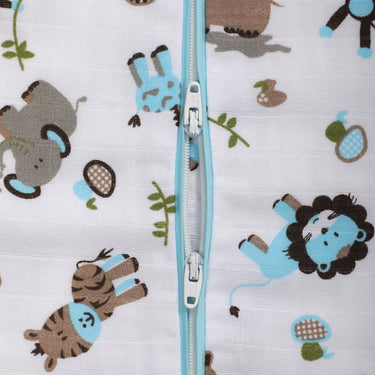 Baby Sleep Sack - Muslin - Zoo Blue - MyMilestones 