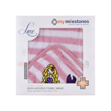 Hooded Towel Wraps - Pink/White - MyMilestones 