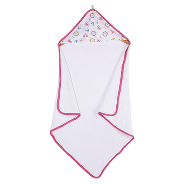 Infant Hooded Towel Wrap - Carnival Print White/Pink - MyMilestones 