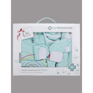 Infant Essentials Clothing Gift Set - 8pc - Full Sleeves - Girls - Aqua - MyMilestones 