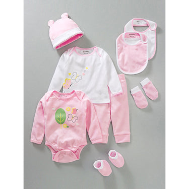 Infant Essentials Clothing Gift Set - 8pc - Full Sleeves - Girls - Pink - MyMilestones 