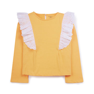 Eyelet Lace Ruffle Top - Buff Yellow