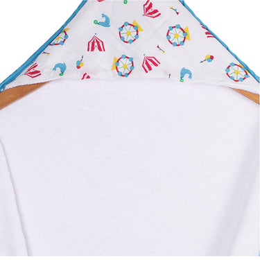 Infant Hooded Towel Wrap - Carnival Print White/Blue - MyMilestones 