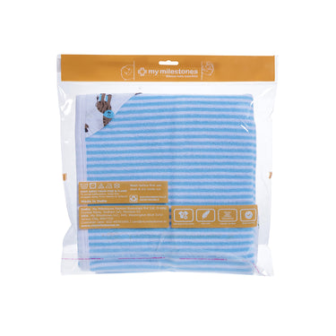 Baby Hooded Towel - Muslin Hood - Blue Stripes - MyMilestones 