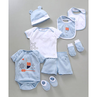 Infant Essentials Clothing Gift Set - 8pc - Half Sleeves - Boys - Baby Blue - MyMilestones 