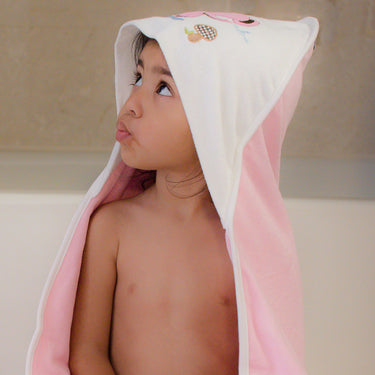 Baby Hooded Towel - Dual Layered - Pink Solid - MyMilestones 