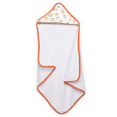 Infant Hooded Towel Wrap - Carnival Print White/Orange - MyMilestones 