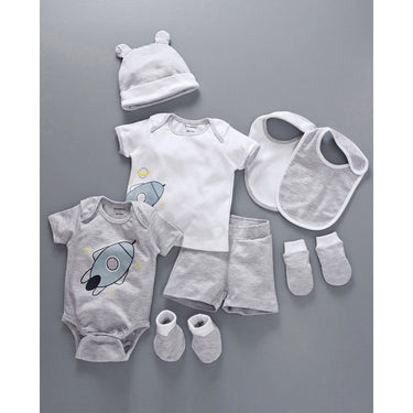 Infant Essentials Clothing Gift Set - 8pc - Half Sleeves - Boys - Grey - MyMilestones 