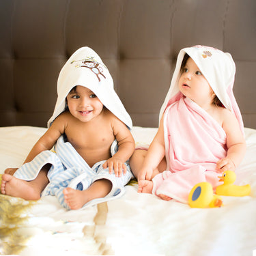 Baby Hooded Towel - Dual Layered - Pink Solid - MyMilestones 