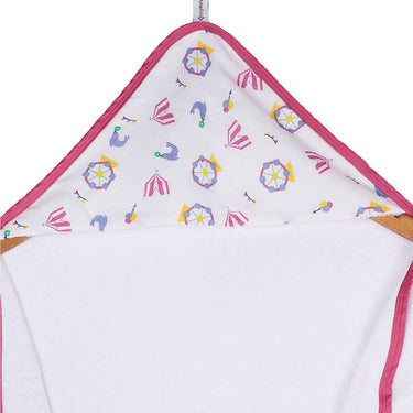 Infant Hooded Towel Wrap - Carnival Print White/Pink - MyMilestones 