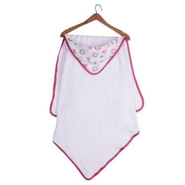 Infant Hooded Towel Wrap - Carnival Print White/Pink - MyMilestones 