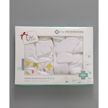 Infant Essentials Clothing Gift Set - 8pc - Half Sleeves - Boys - White - MyMilestones 