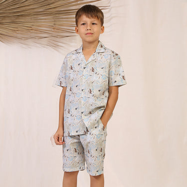 Tropical Print Clothing Set - Light Blue