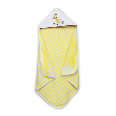 Baby Hooded Towel - Dual Layered - Lemon Yellow Stripes - MyMilestones 