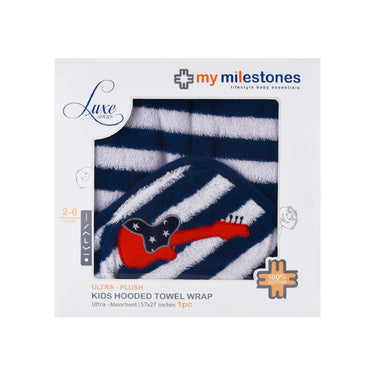 Hooded Towel Wraps - Navy/White - Guitar - MyMilestones 