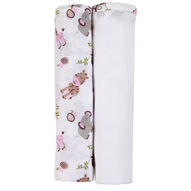 Muslin Swaddle - 2pc Set - Zoo Pink - MyMilestones 