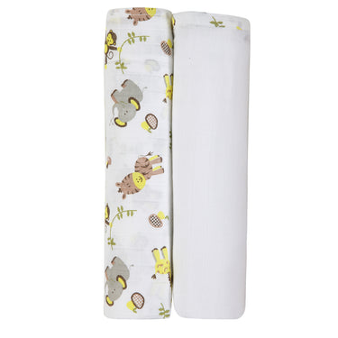 Muslin Swaddle - 2pc Set - Zoo Lemon Yellow - MyMilestones 