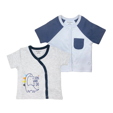 T-Shirt Half Sleeves Boys 2pc set - Blue/Grey - MyMilestones 