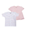 Tops Half Sleeves Girls White Stripes / Pink-2Pc Pack - MyMilestones 