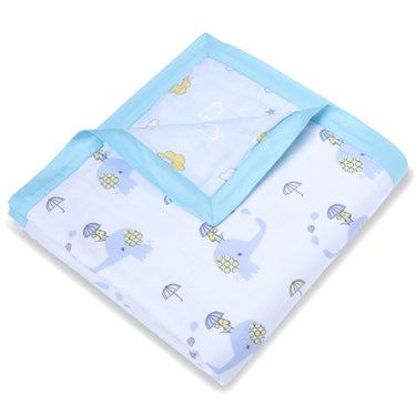 Muslin Blanket - 6 Layered - Cloud/Elephant Print - MyMilestones 