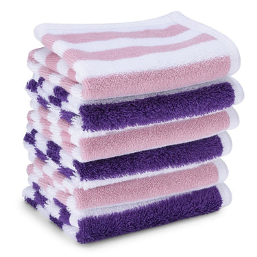 Face Towel - Modern Stripes 6pc - Pink/Purple - MyMilestones 