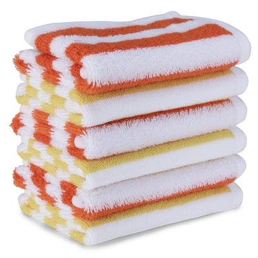 Face Towel - Modern Stripes 6pc - Orange/Yellow - MyMilestones 