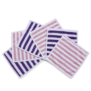 Face Towel - Modern Stripes 6pc - Pink/Purple - MyMilestones 