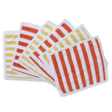 Face Towel - Modern Stripes 6pc - Orange/Yellow - MyMilestones 