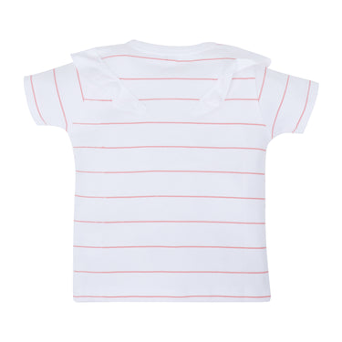 Tops Half Sleeves Girls White Stripes / Pink-2Pc Pack - MyMilestones 