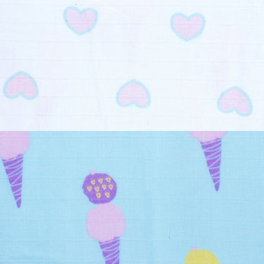 Muslin Blanket - 6 Layered - Heart/Ice-cream Print - MyMilestones 