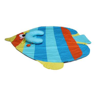 Tummy-time / Play-time Mat With Sensory Pillow - Rainbow Fish-Blue - MyMilestones 