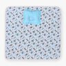 Nursery Quilted Play-time Mat With Pillow - Zoo Print- Blue - MyMilestones 