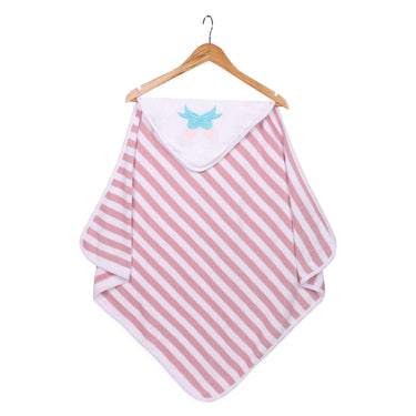 Baby Hooded Towel - Modern Stripes - Pink/White - MyMilestones 