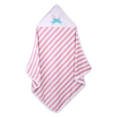 Baby Hooded Towel - Modern Stripes - Pink/White - MyMilestones 