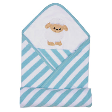 Baby Hooded Towel - Modern Stripes - Aqua/White - MyMilestones 