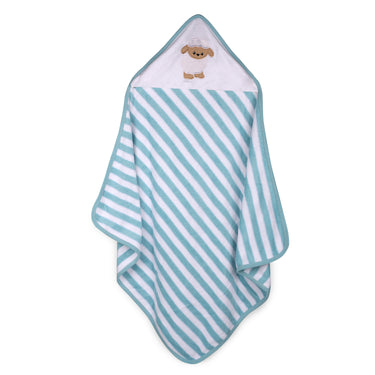 Baby Hooded Towel - Modern Stripes - Aqua/White - MyMilestones 