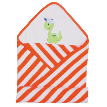 Baby Hooded Towel - Modern Stripes - Orange/White - MyMilestones 