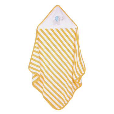 Baby Hooded Towel - Modern Stripes - Yellow/White - MyMilestones 