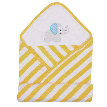 Baby Hooded Towel - Modern Stripes - Yellow/White - MyMilestones 