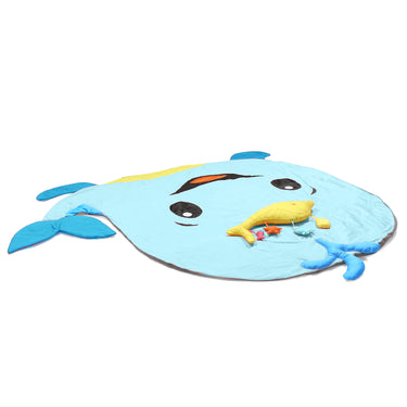 Tummy-time / Play-time Mat With Sensory Pillow - Whale Fish-Blue - MyMilestones 