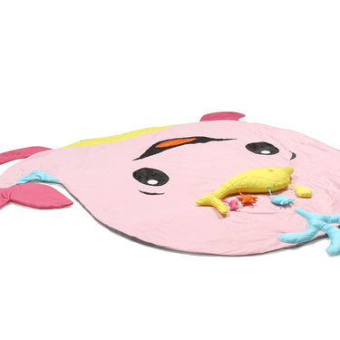 Tummy-time / Play-time Mat With Sensory Pillow - Whale Fish-Pink - MyMilestones 